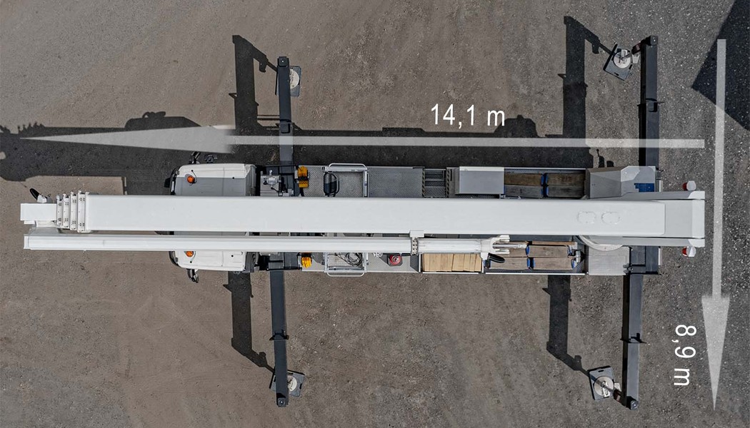 Palfinger P750 rozmery z vrchu